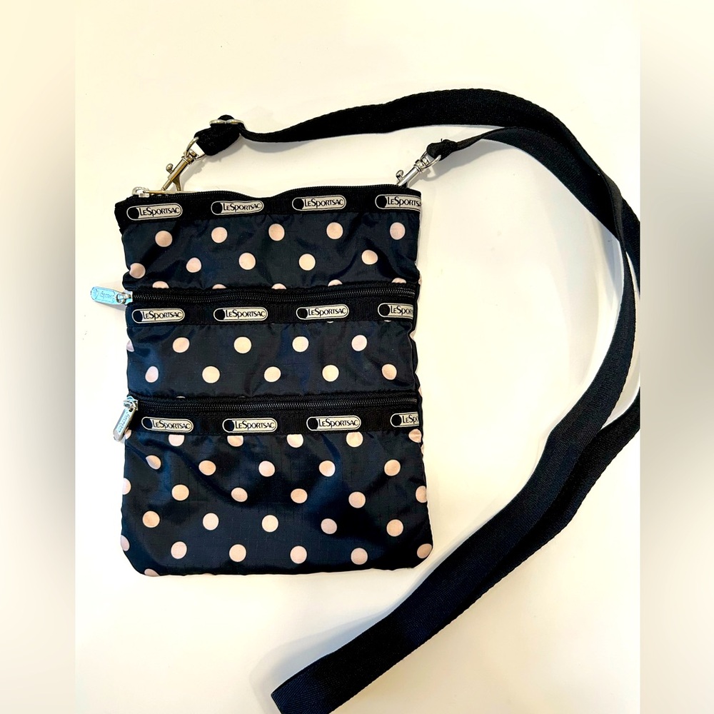 LeSportsac Black Polka Dot Crossbody Bag